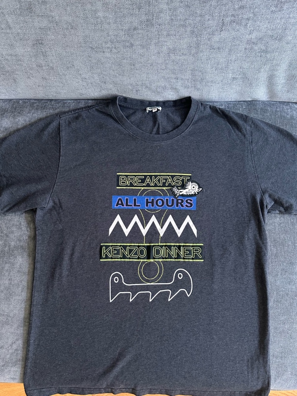Kenzo Dark Grey Printed Crew Neck T-Shirt 100% Cotton